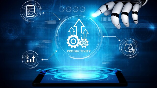 Productivity improvement in digital business, showing productivity tools, productivity tracking, productivity optimization, and workflow for business workplace efficiency. Muxer
