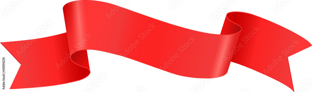Poster shiny red ribbon gracefully waving and floating in the air, providing ample copy space for personali