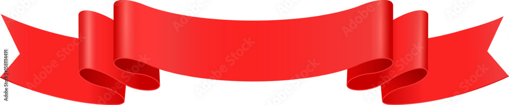 Poster swirling and waving in the breeze, a vibrant red ribbon creates an elegant display against a pristin