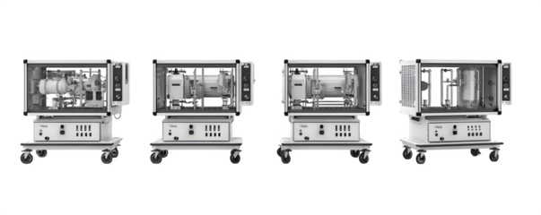 High-Quality Realistic Transparent-Background Four mobile ventilators arran digital artwork, PNG cutout, ideal for presentations and web banners, premium resource, branding