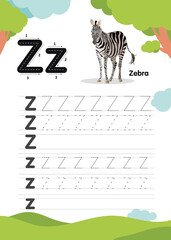 Z is for Zebra: Alphabet Tracing and Writing Worksheet for Kids