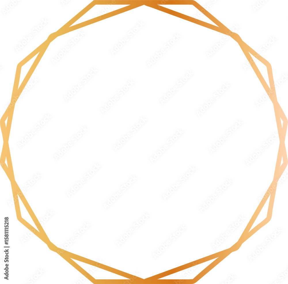 Poster golden gradient polygonal frame creating an elegant circular border with copy space, ideal for invit