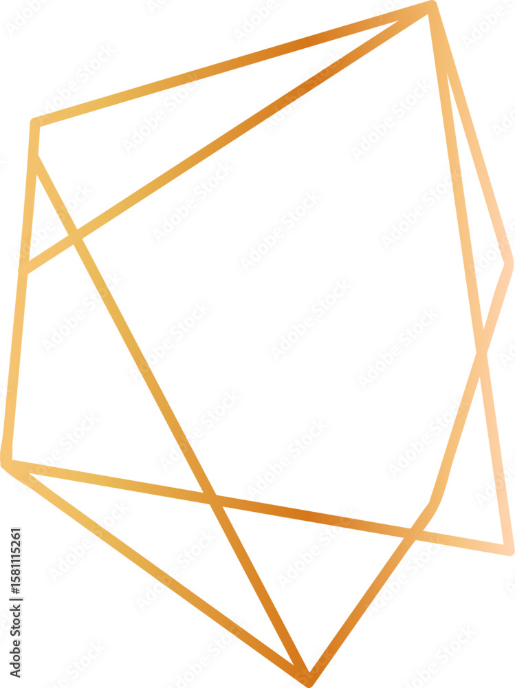 Poster geometric gold shapes with intersecting lines create an abstract polygonal design, offering a modern