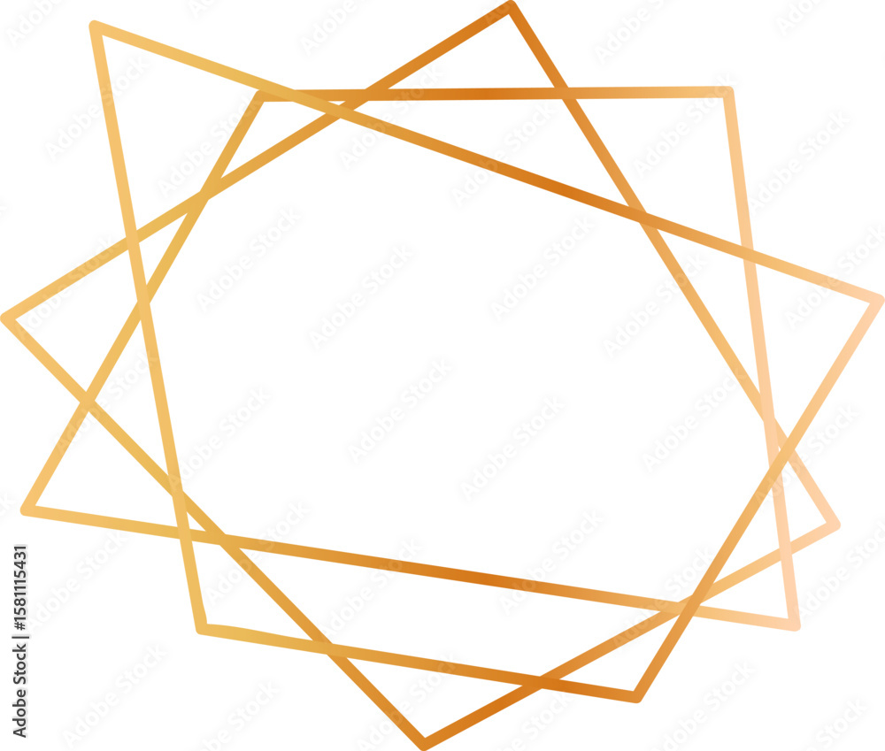 Poster golden gradient overlapping geometric shapes create an abstract frame on a white background, enhanci