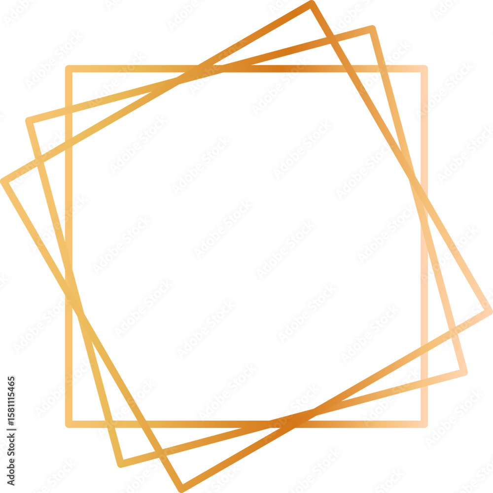 Poster golden gradient square frame forming an elegant border with overlapping lines, creating a sophistica