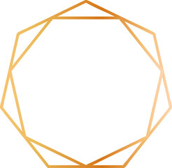 Golden gradient decagon frame radiating elegance against a clean white background, enhancing luxury designs with its geometric charm and bright, shiny metallic finish
