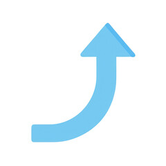 Light Blue Curved Arrow Pointing Up on transparent background