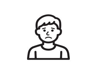 Sad person illustration in minimalist outline format