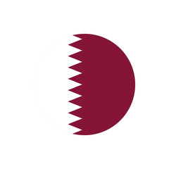 Qatar flag round button vector. Qatar national flag icon badge for independence day celebration PNG on transparent background.