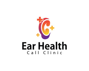 ear phone logo creative design concept call audio medical clinic