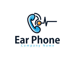 ear phone logo creative design concept call audio medical clinic
