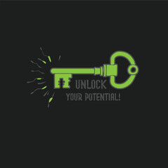 Unlocking business success, a green key in a keyhole design symbolizing financial achievement on the web