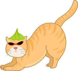 Black Cat with Frog Hat – Cute Cartoon Fashion Cat Vector