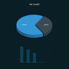 Pie chart 70% Vector Illustration