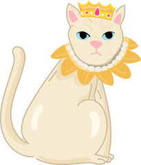 Playful Cat with Collar – Cute Cartoon Fashion Cat Vector