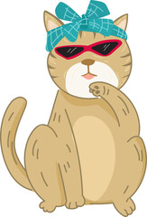 Black Cat with Fedora – Cute Cartoon Fashion Cat Vector