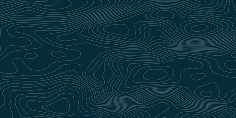 Abstract geometric navy blue color topographic map background. Grey topographic lines contours in motion dynamic line patterns.