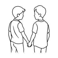 Two Friends Holding Hands &ndash; Friendship, Unity, and Support Concept in Minimalist Vector Design