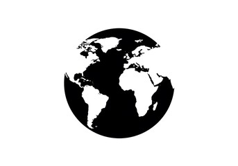 A Simple Black and White Illustration of the Earth Globe Representing Global Connectivity and International Relations