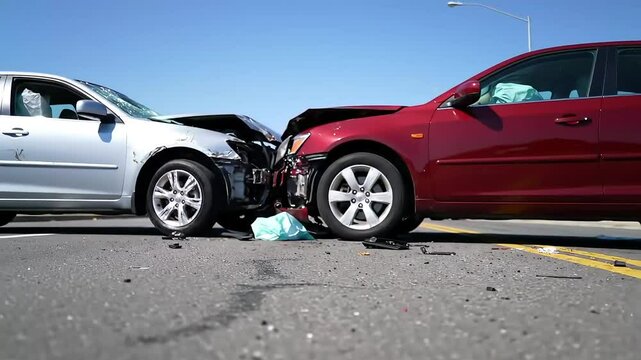 Devastating Head-On Collision Car Crash Aftermath