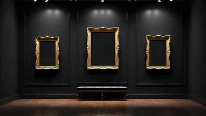 empty room with gold frame	
