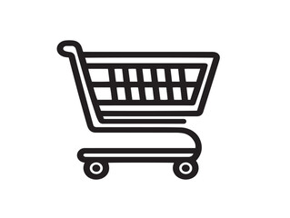Shopping cart icon in clean vector outline art