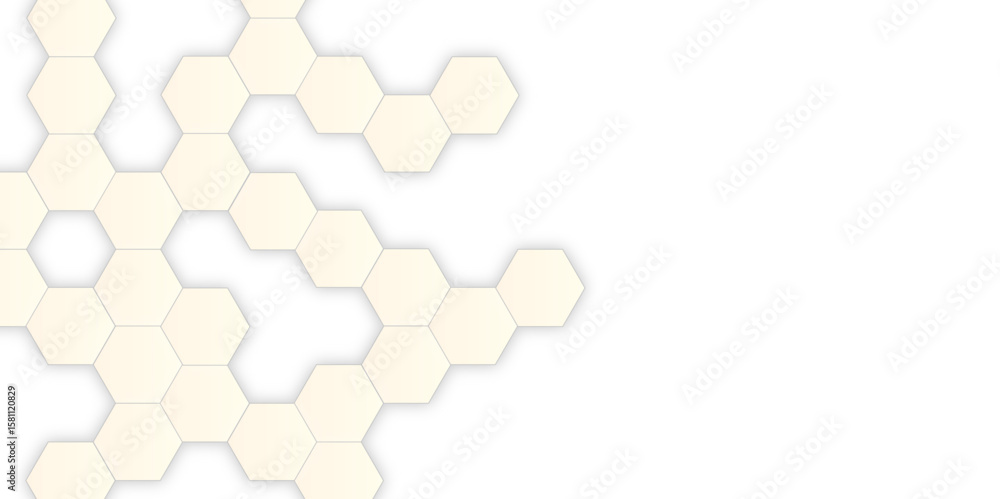 Poster abstract geometric hexagon shape honeycomb background in soft white color. surface polygon pattern w