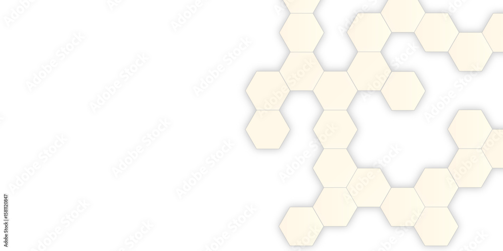 Poster abstract geometric hexagon shape honeycomb background in soft white color. surface polygon pattern w