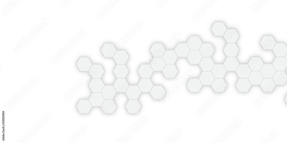 Poster abstract geometric hexagon shape honeycomb background in soft white color. surface polygon pattern w