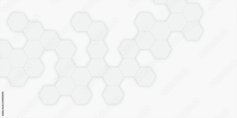 Poster abstract geometric hexagon shape honeycomb background in soft white color. surface polygon pattern w