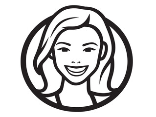 Female expression face icon with elegant linework