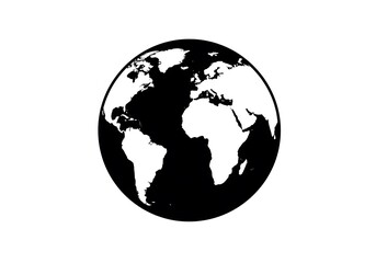 Fototapeta premium A Striking Black and White Illustration of Planet Earth Globe, Representing Global Unity and Interconnection