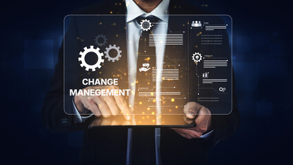 Change management strategy combining innovation, globalization, and teamwork to enable business...