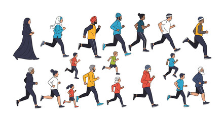 Diverse group of people enjoying outdoor running fitness activities together