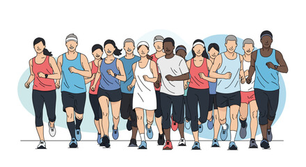 Obraz premium Diverse group of runners training together for athletic performance