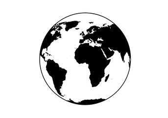 Fototapeta premium A Simple Black and White Illustration of Planet Earth, Global Icon, World Map Graphic, Representing the Globe, International Concept, Terrestrial Sphere