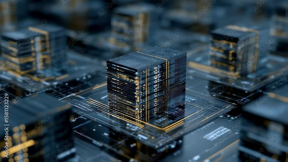 Poster explore a hightech data sanctuary where quantum encryption acts as a digital shield protecting serve