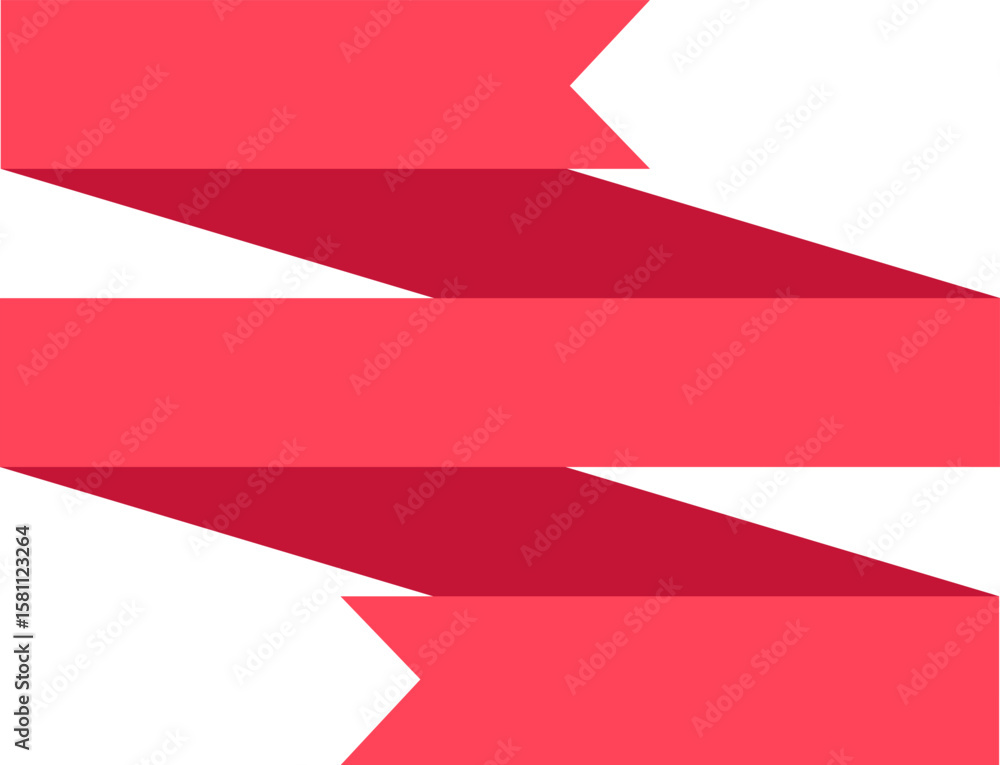 Poster red ribbon creating an elegant zigzag pattern against a clean white background, enhancing festive an