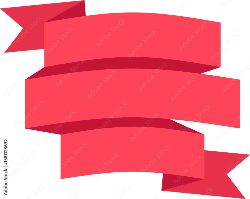 Poster red ribbon waving elegantly in a triple layer design, creating a sense of celebration and sophistica