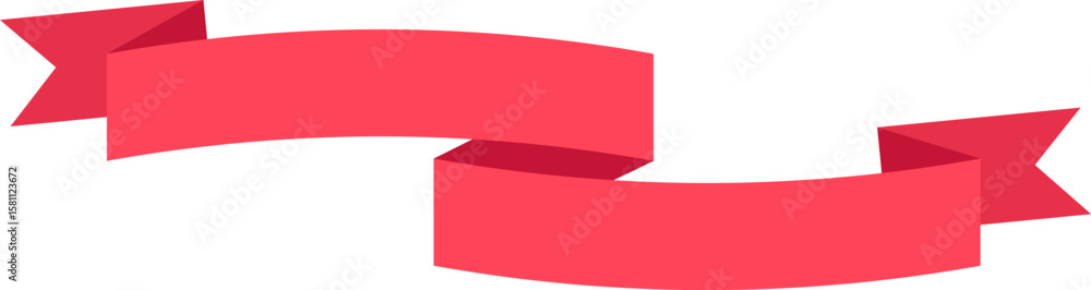 Poster red waving ribbon floating with copy space for your text or design, isolated on a white background, 