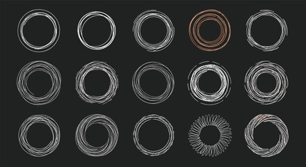 Abstract circular geometric ornaments and decorative elements set featuring intricate patterns