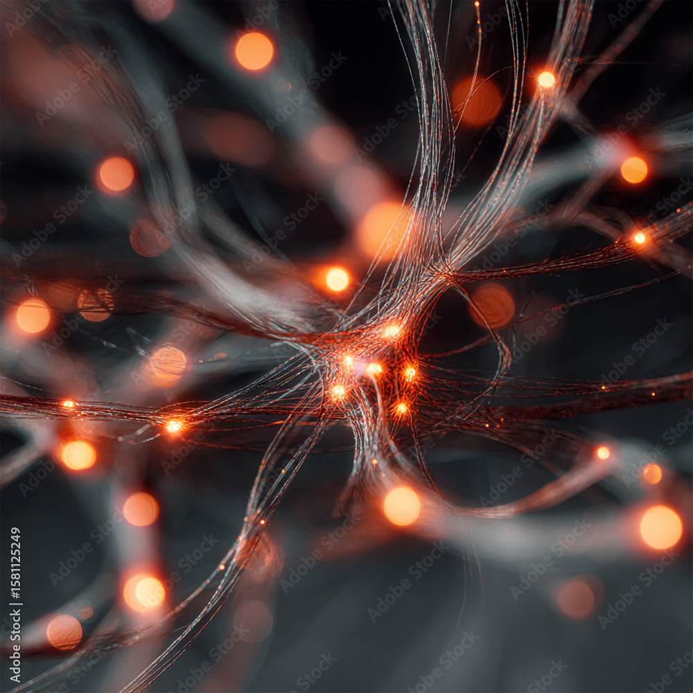 Fototapete illustration of an abstract futuristic background with digital technology and artificial intelligenc