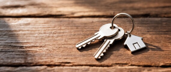 Warm Minimalist Scene with Key and House Charm