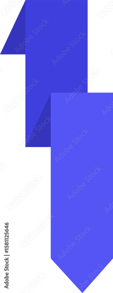 Poster waving blue ribbon banner with a pointed end, set against a clean white background, enhancing inform