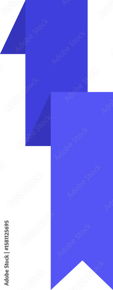 Poster blue bookmark with a folded corner marking a new page in a book, assisting readers in easily locatin