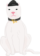 White Dog with Gold Collar – Cute Cartoon Fashion Dog Vector