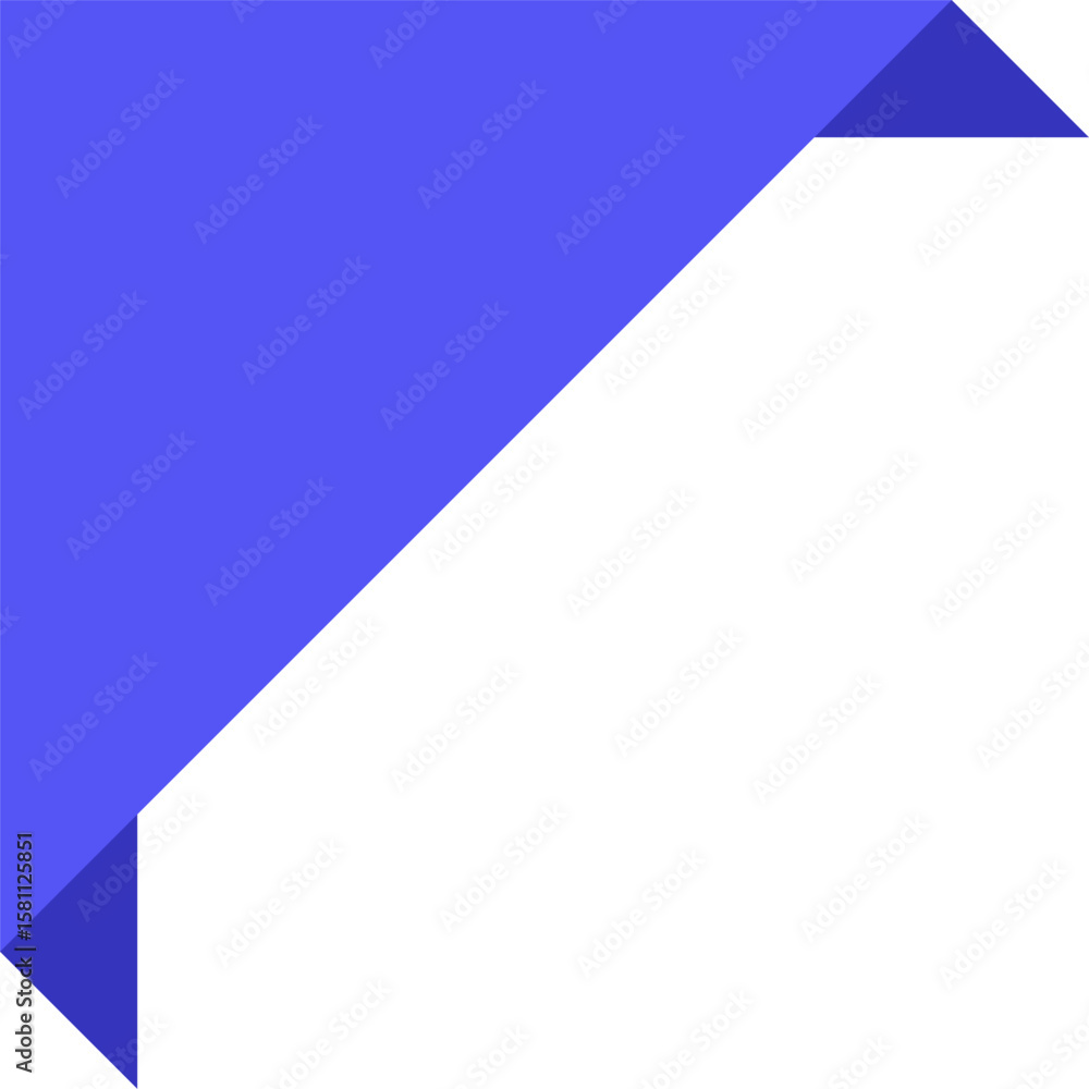 Fototapete blue corner bookmark dividing white background creating copy space for text or design element, simpl