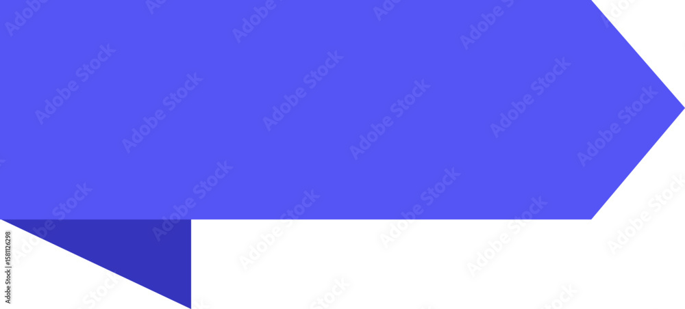 Poster simple blue arrow pointing to the right with a folded corner, isolated vector illustration on a whit