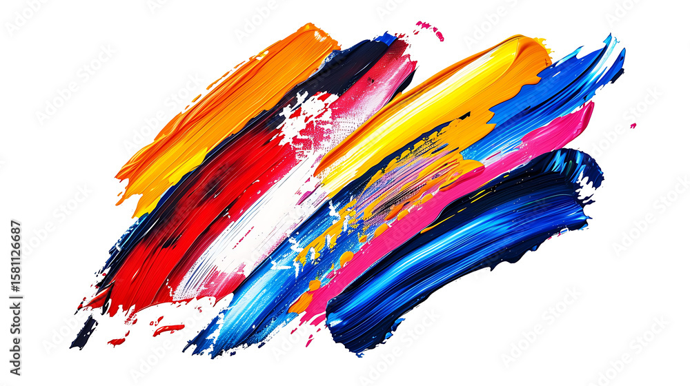 Poster artistic brushstrokes: a vibrant composition of bold brushstrokes of color. an explosion of artistic