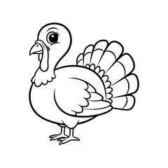 A simple outline drawing of a turkey for coloring, isolated on white background